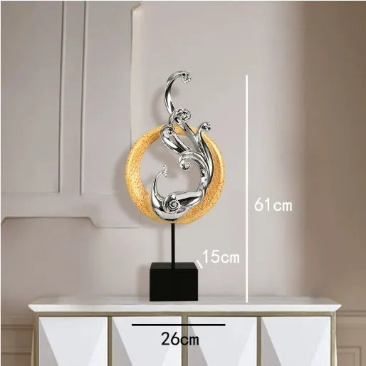 Large European-style phoenix resin ornament in silver, rose gold, or red colour options