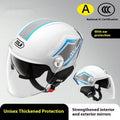 Children's motorcycle half helmet with double mirror visor in light brown colour variant