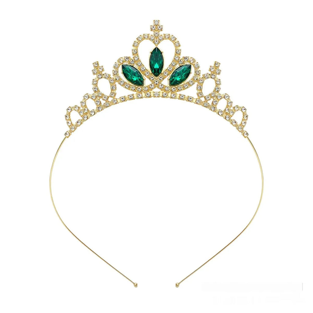Girl's metallic alloy princess crown headdress in gold finish.