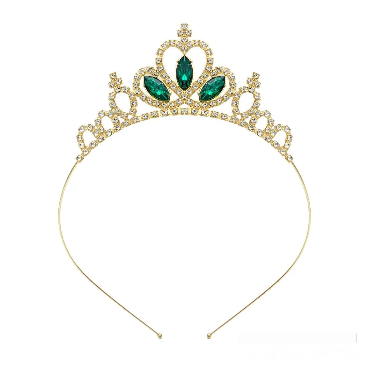 Girl's metallic alloy princess crown headdress in gold finish.