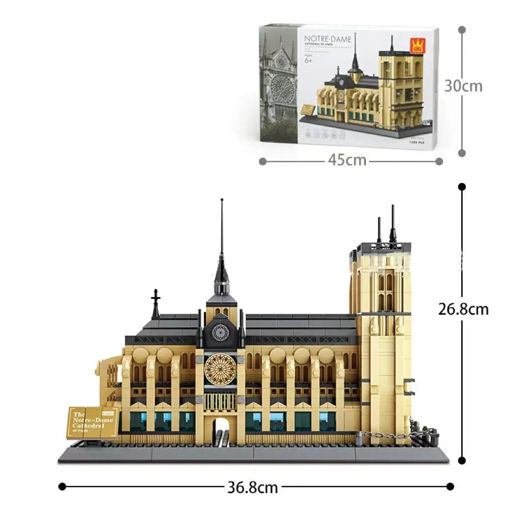 Wange plastic building block set with over 800 pieces for constructing landmark models including Big Ben and the Statue of Liberty.