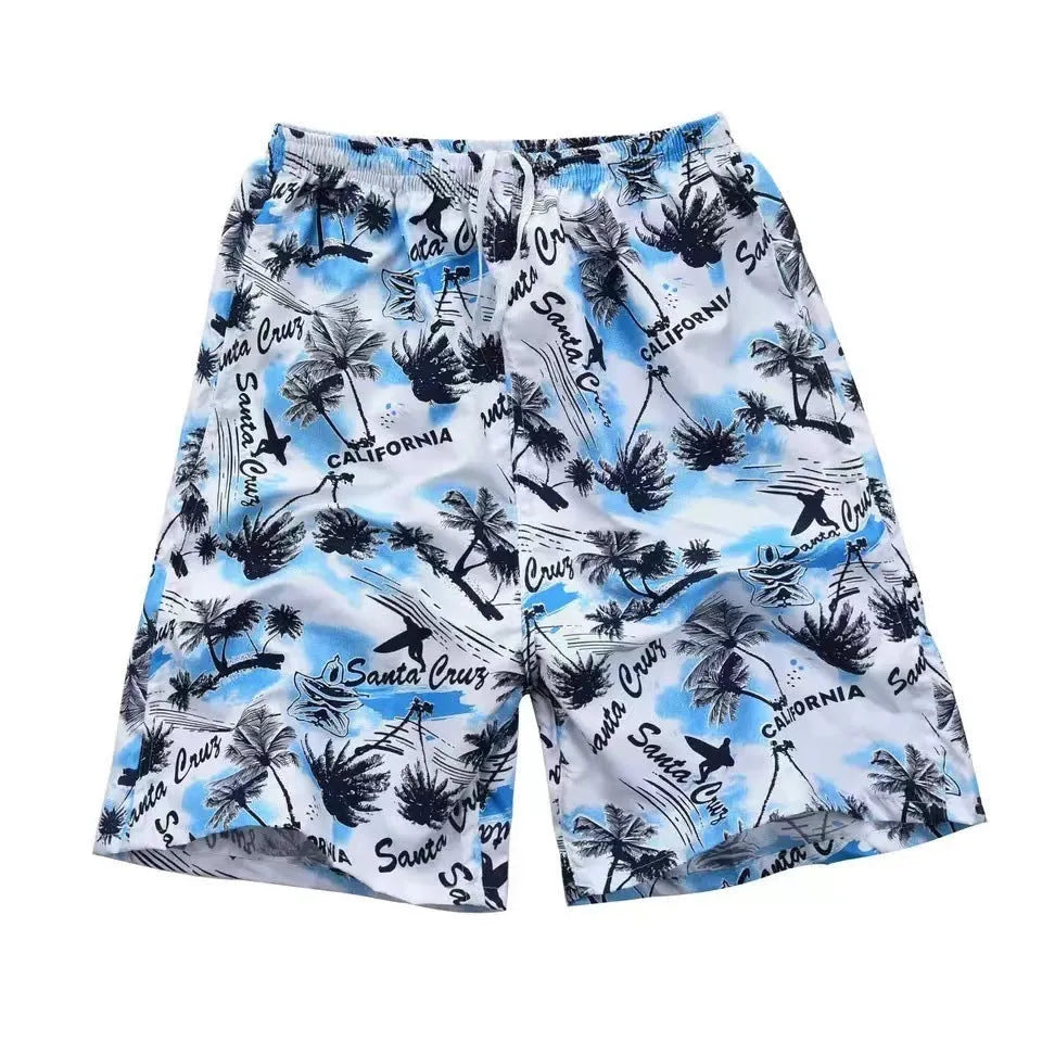 Men's floral print swimming trunks in multiple colour patterns with five-point design