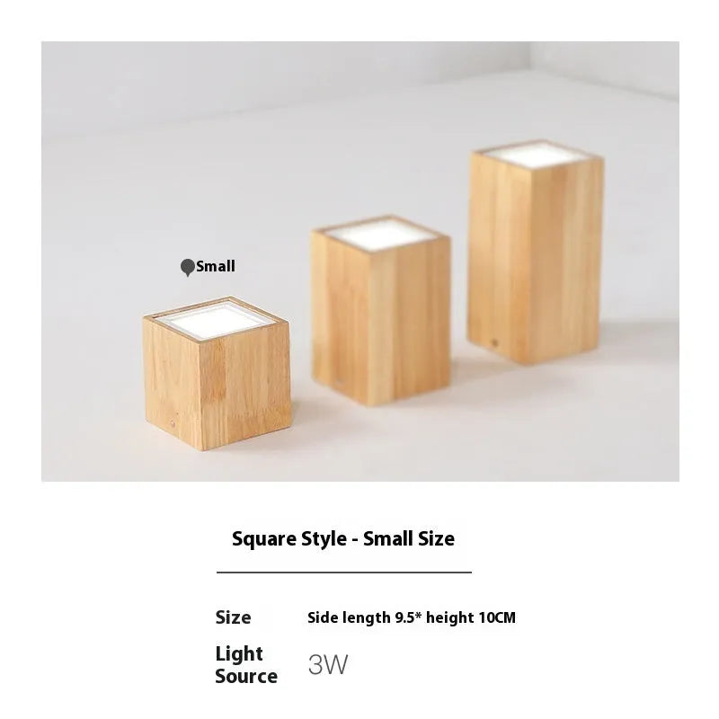 Solid wood surface mounted downlight in wood colour with square or round design options