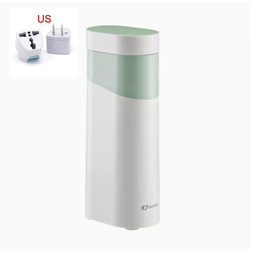 Black and Green compact desktop instant water dispenser with digital display for adjustable temperature control.