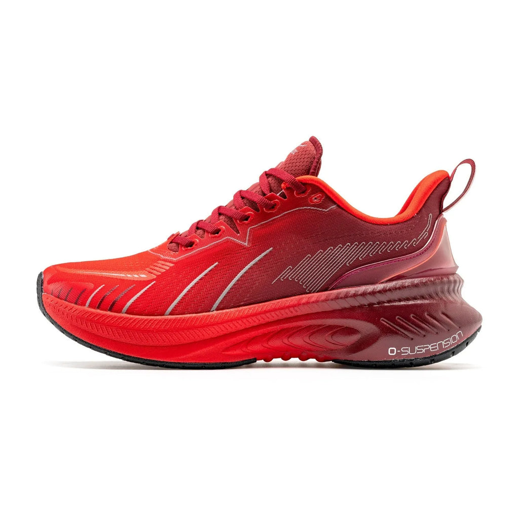 Low top running shoes with striped pattern, embroidery details, and rubber sole in multiple colour options