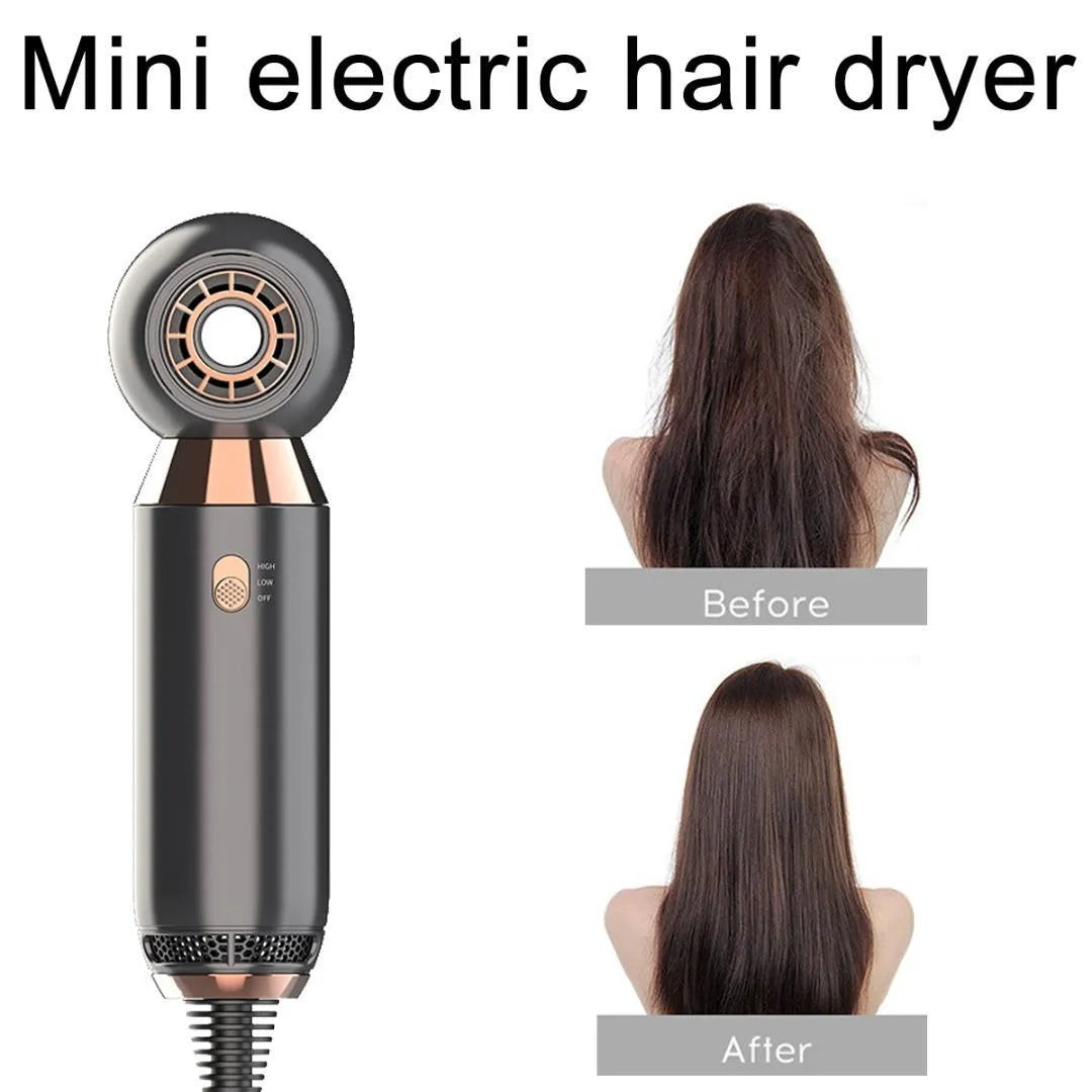 Compact white hair dryer with diffuser attachment showing 20cm length measurement