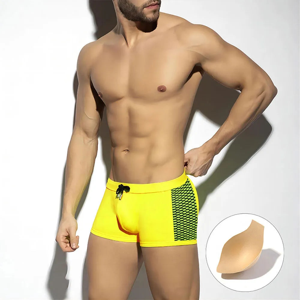 Men's polka dot print swimming boxers in three colours with quick-drying nylon fabric
