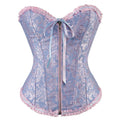 Court women's zipper-front jacquard corset in spandex fabric for waist support and shaping