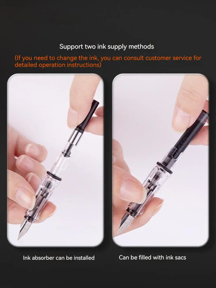 Automatic suction pen set with plastic pen, ink feeder, and choice of 0.5mm or 0.38mm pen heads