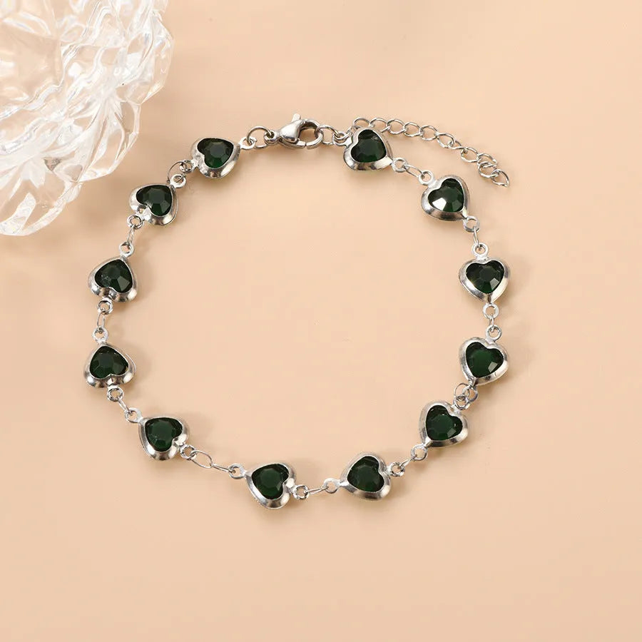 Stainless steel geometric heart bracelet in multiple colour options