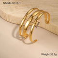 Stainless steel geometric line bracelet for women with simple opening clasp in gold or steel colour