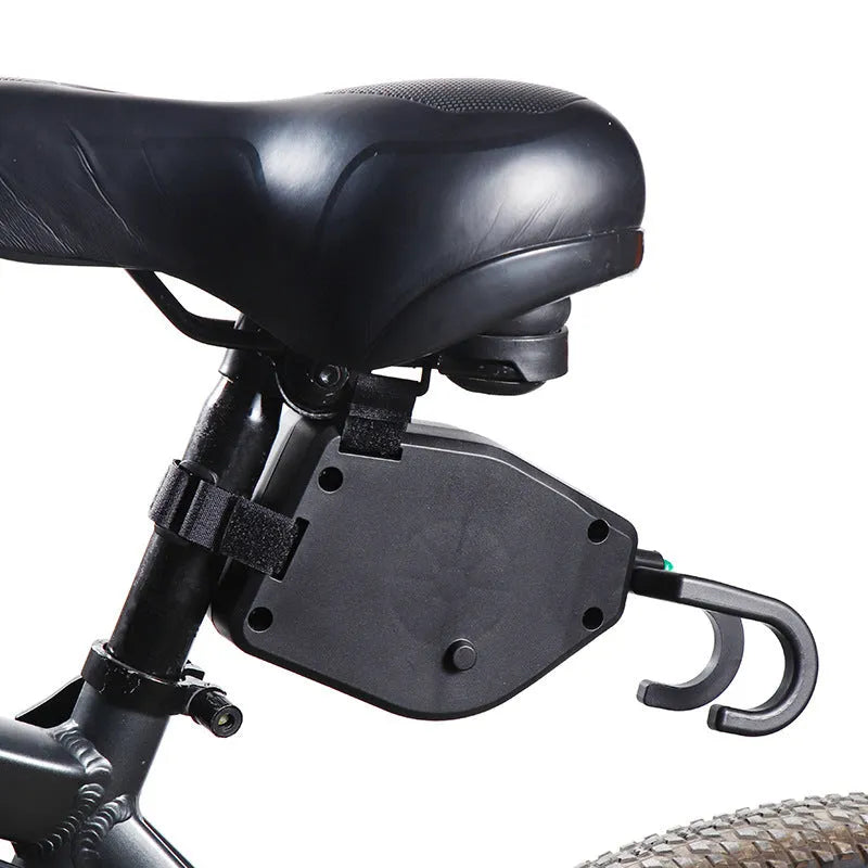 Black plastic bicycle trailer rope with universal hook connectors for towing child trailers