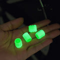 Rubber car tyre valve caps with glow-in-the-dark luminous nozzles, 16x12mm size.