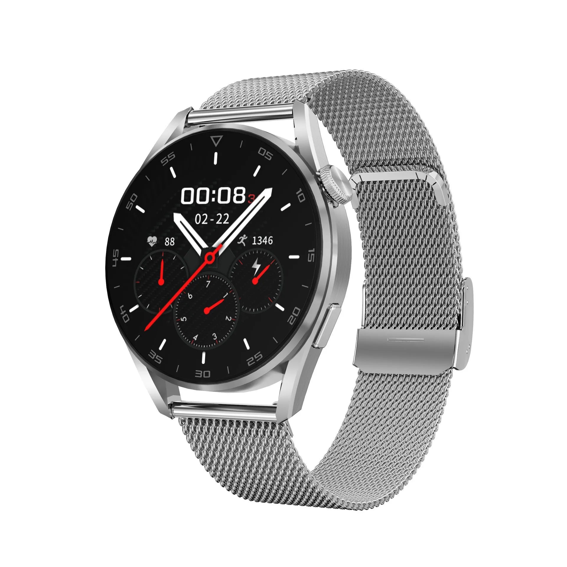 Smart watch with Bluetooth calling and QR code scanning on 1.3-inch IPS screen with metal wristband