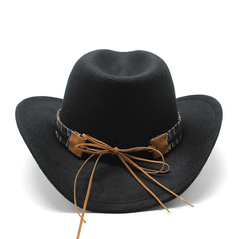 Western cowboy hat with bell crown design in wool-blend polyester fabric showing multiple colour options