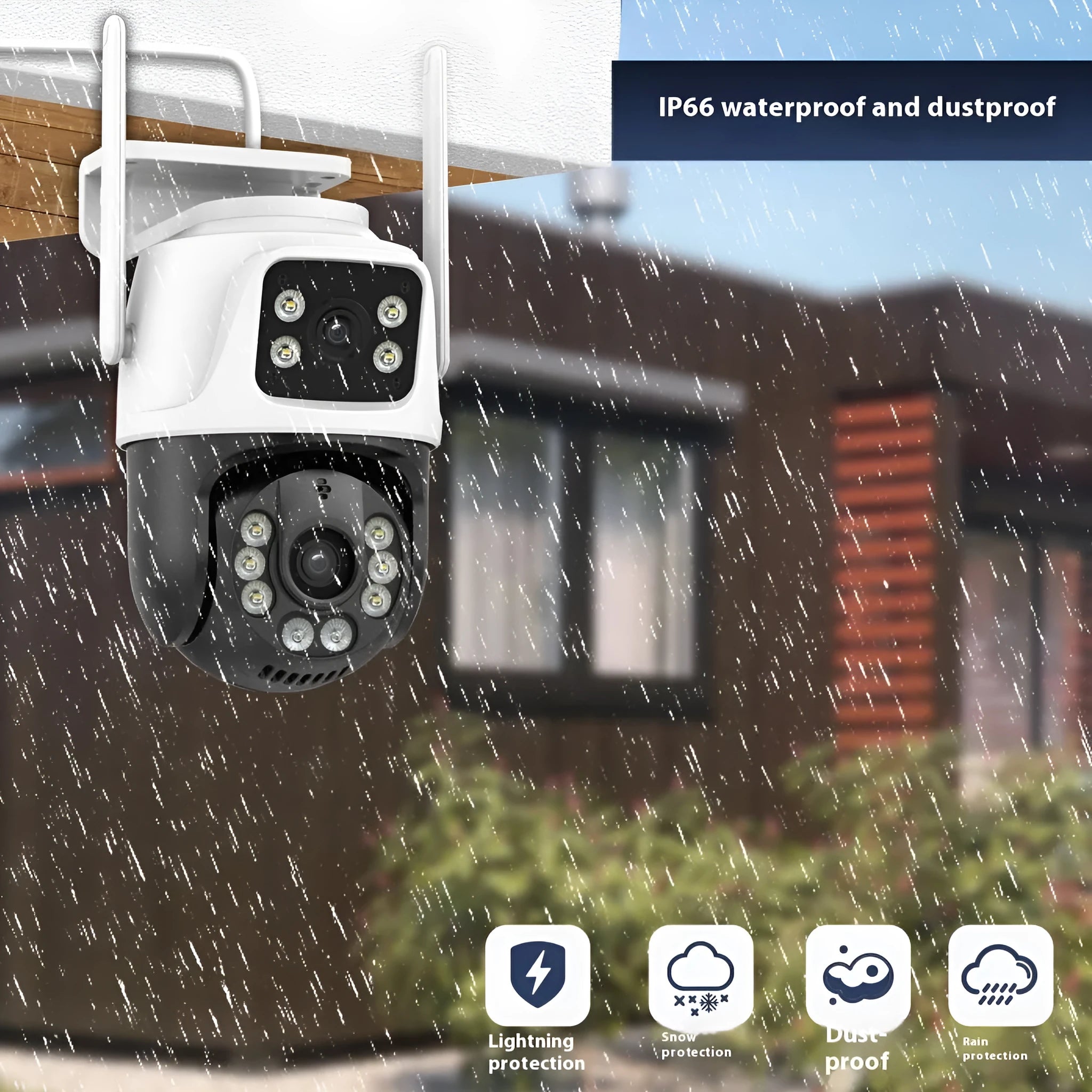 Outdoor dual screen wireless monitor camera with binocular design for home surveillance