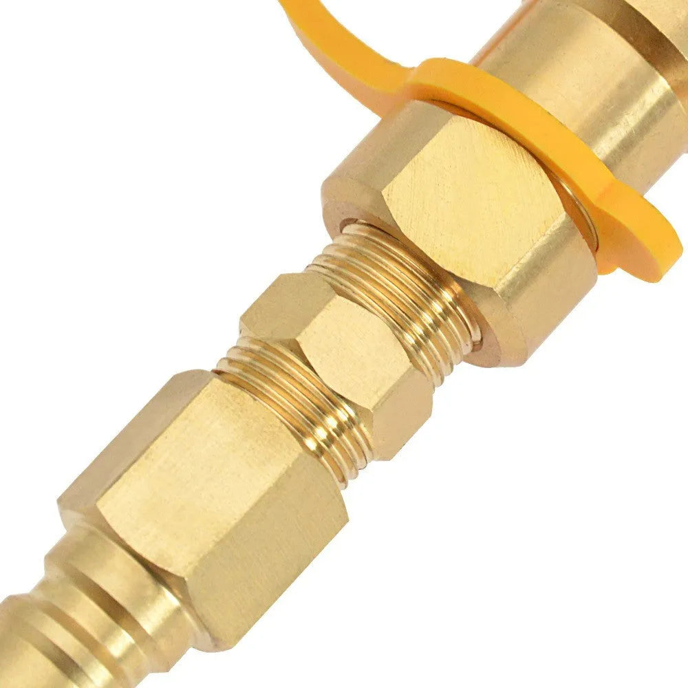 Brass gas propane conversion charging connector with 3/8 tank connection and American standard thread