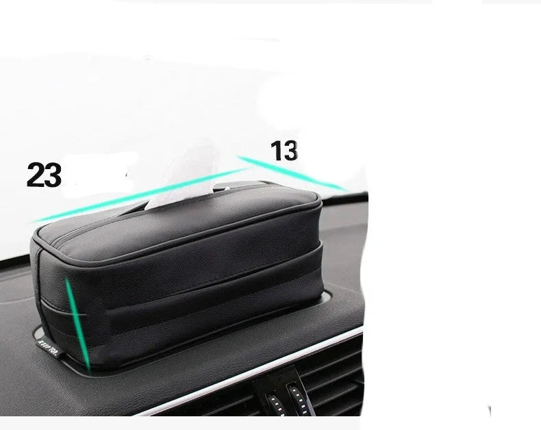 Black and beige PU leather hanging storage box for car and home organisation