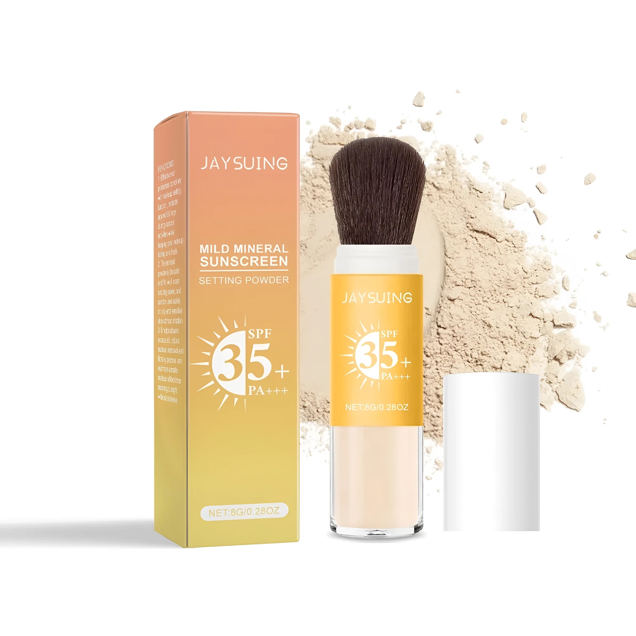 8g sunscreen setting powder compact with mineral UV filters for makeup finishing and sun protection