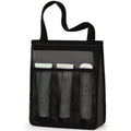 Black or pink polyester swimming gym bag showing dry wet separation compartments and mesh pocket construction