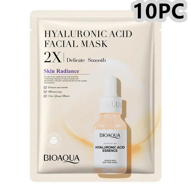 Single white collagen and hyaluronic acid facial sheet mask, 30g gel treatment.