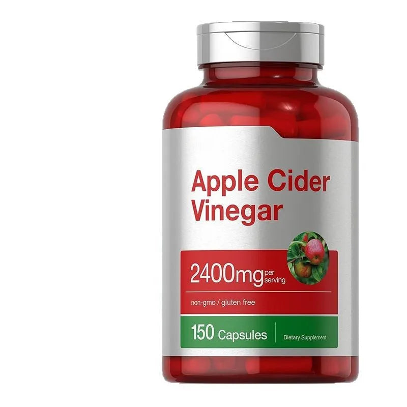 Bottle of 150 apple vinegar health capsules, dietary supplement tablets