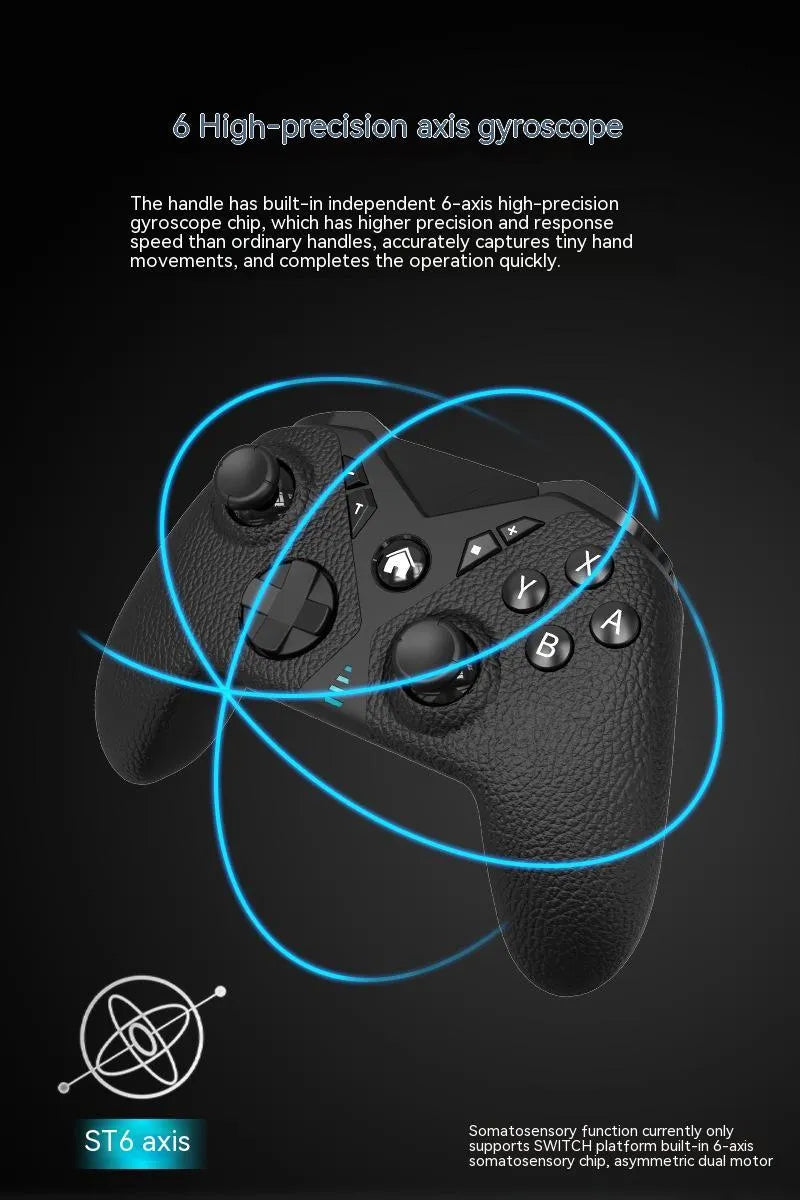 Black wireless game controller with leather pattern grip for Nintendo computer and mobile phone gaming