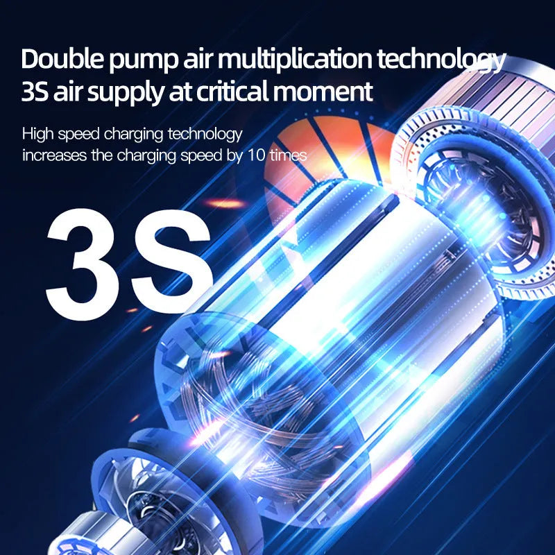 Portable wireless vehicle air pump with accessories including conversion heads and power cable