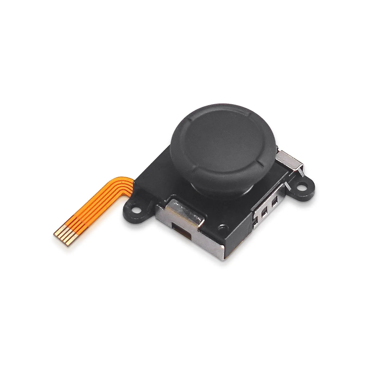 Close-up of a black Hall magnetic replacement joystick component for PS5, PS4, XBOX, and Switch controllers.