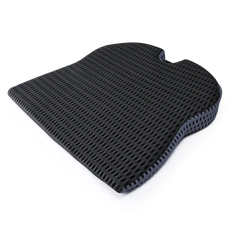Memory foam seat cushion with adjustable straps in black, grey and creamy white colours