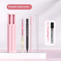 Plastic six pens pencil case set in vigorous white, sky blue, and girl pink colours