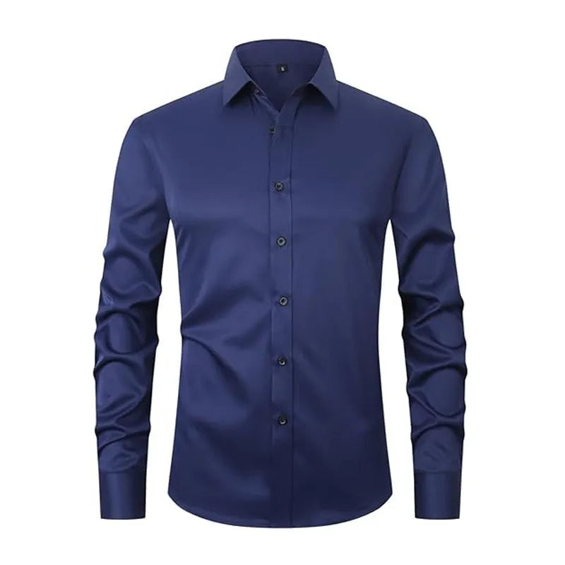 Men's long sleeve stretch work shirt in polyester, shown in a colour from the range of fifteen options.