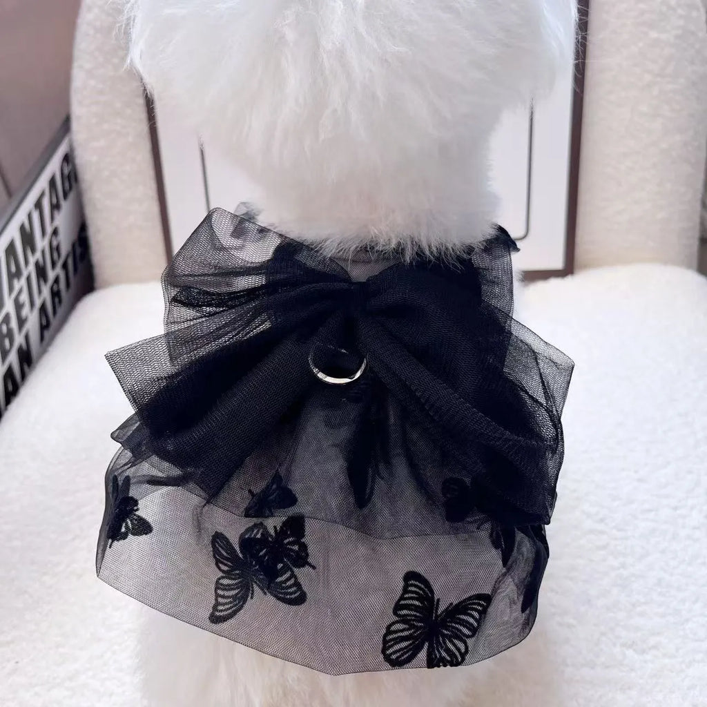 Black polyester tulle princess skirt pet clothing for small dogs and cats in five sizes