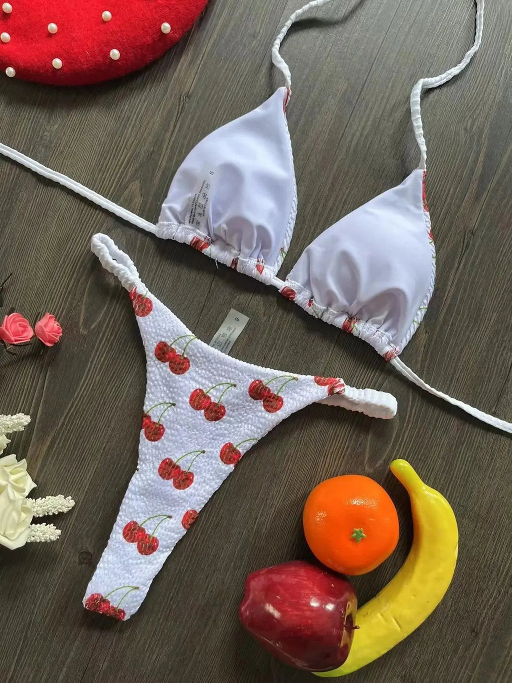 Women's printed bikini swimsuit in quick-dry nylon blend with cotton lining, shown in colour RT2110