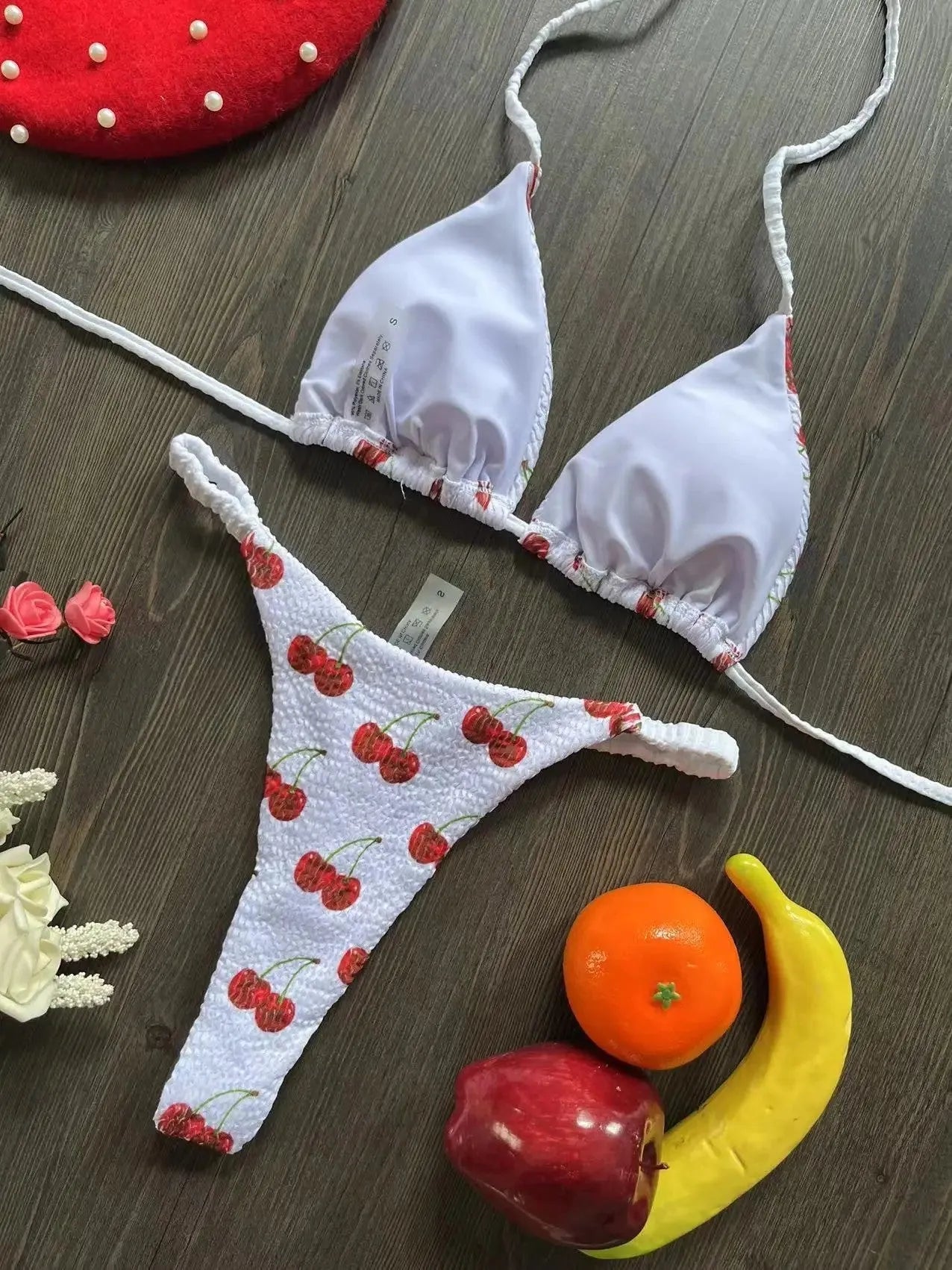 Women's printed bikini swimsuit in quick-dry nylon blend with cotton lining, shown in colour RT2110