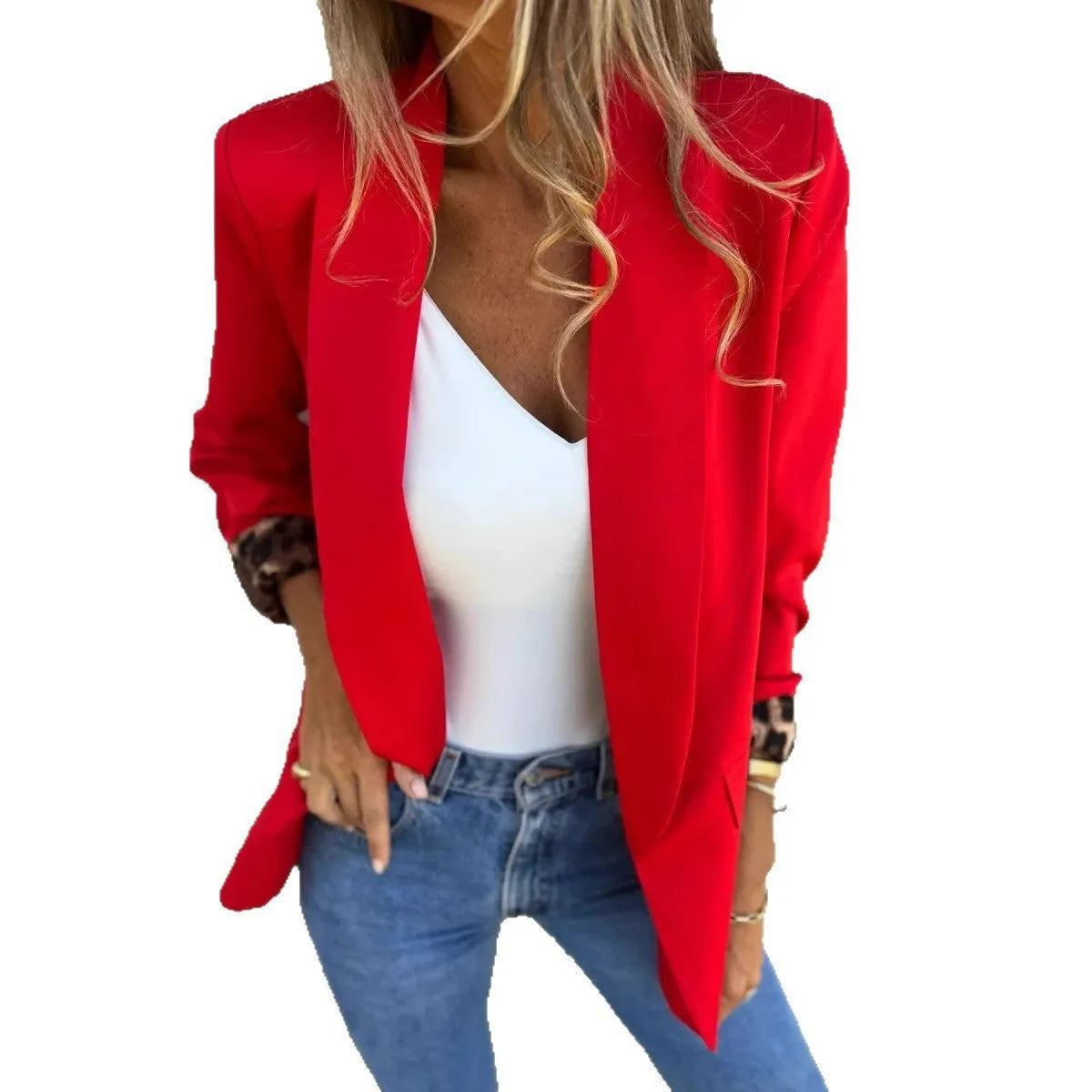 Cheetah print slim fit blazer jacket in black and red colour options