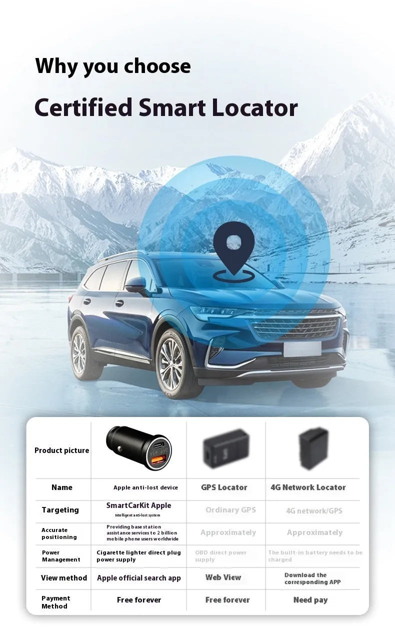 Black GPS car tracking device with charger port connection for vehicle location monitoring