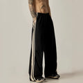 Black wide leg climbing trousers with high-waist design and straight leg cut for men