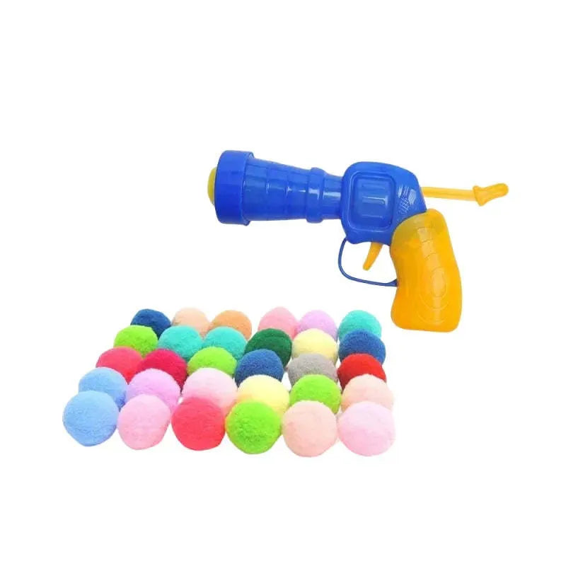 30cm pet toy launcher with soft plush balls for cats and dogs