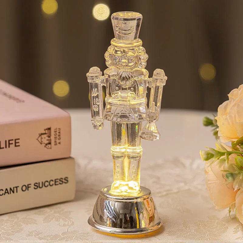 Transparent plastic walnut soldier Christmas nutcracker desktop ornament with hand-painted details