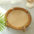 Brown woven rattan pet hammock bed measuring 46cm square with elevated design for cats and dogs