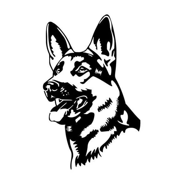 Reflective German shepherd hunting dog car bumper sticker 13cm by 8cm