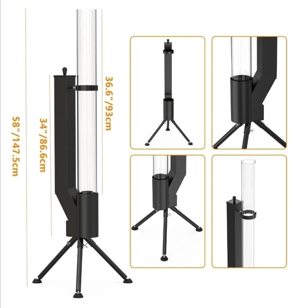 Vertical iron wood burning rocket furnace heating stove for courtyard and garden outdoor heating