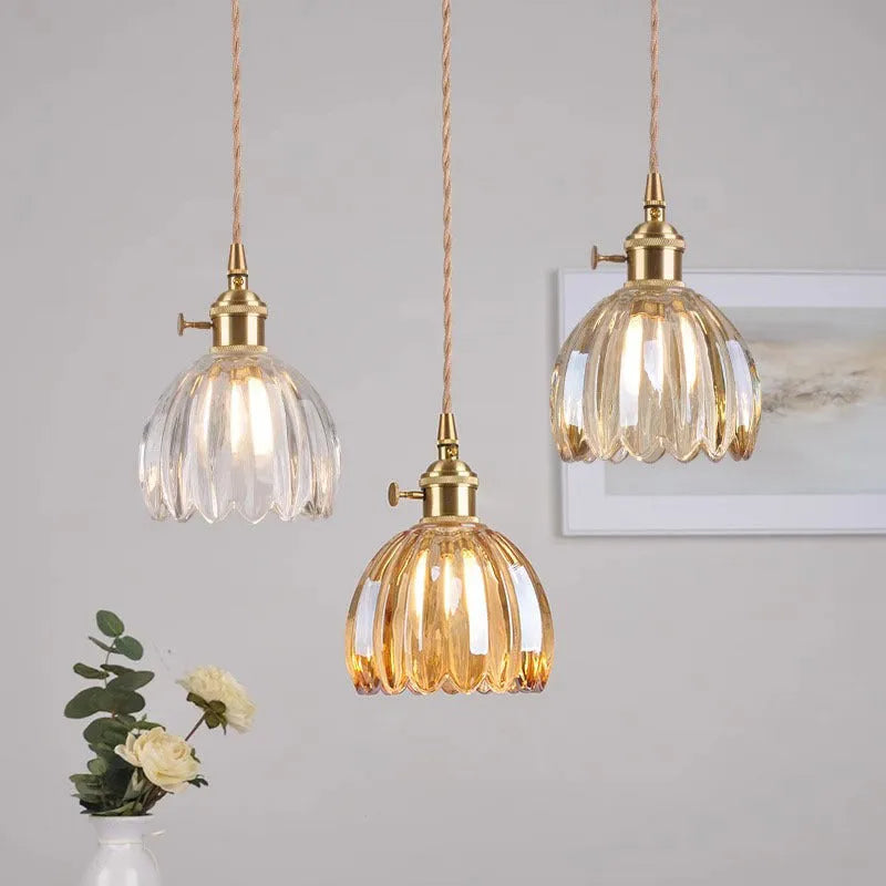 Vintage glass flower bedside chandelier in Nordic style with multiple colour options