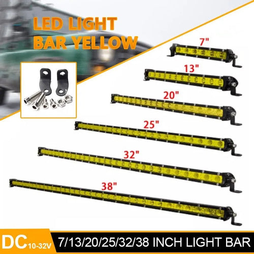 25-inch aluminium LED light bar with mounting brackets for truck or off-road vehicle