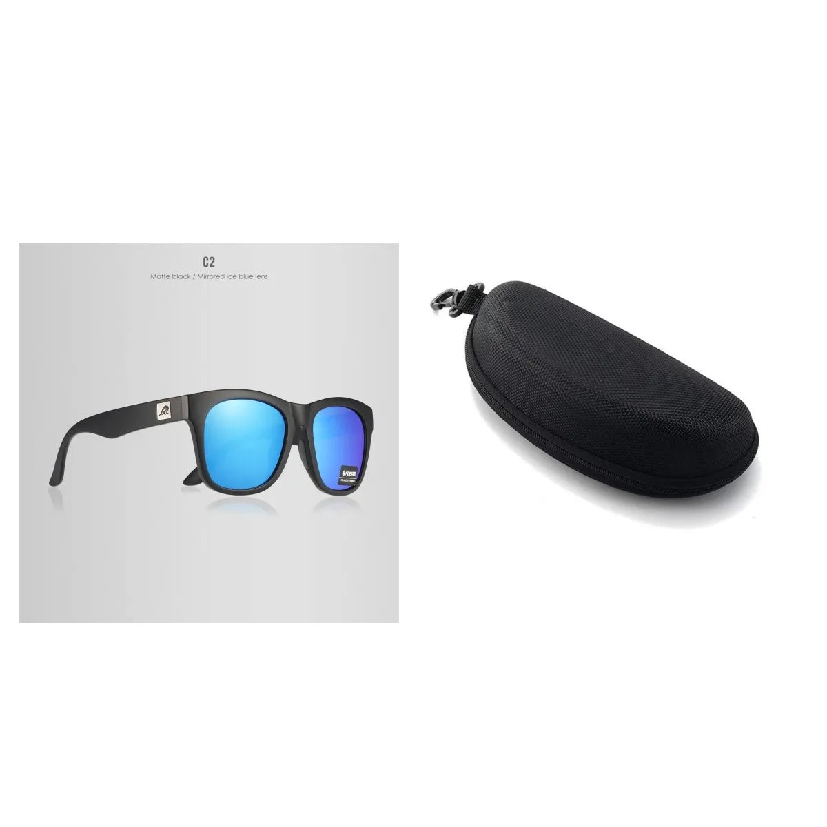 A pair of thickened polarised sunglasses with TAC lenses and a PC frame for outdoor UV protection.