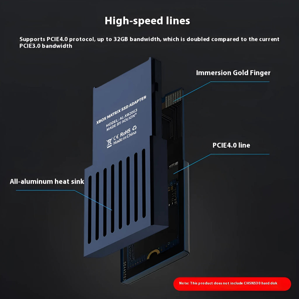 Aluminium alloy Xbox Series X S hard disk switching box with CFexpress to M.2 SSD interface.