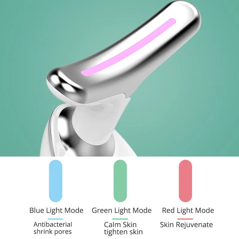 EMS thermal neck massager with LED lights for facial skin rejuvenation