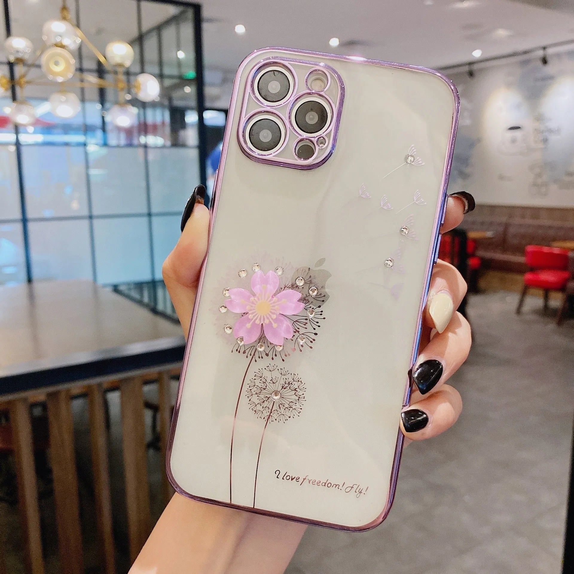 3D floral design iPhone case with spin stand holder in TPU material showing colour options