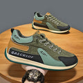 Men's grey mesh running shoes with lace-up closure and round toe design